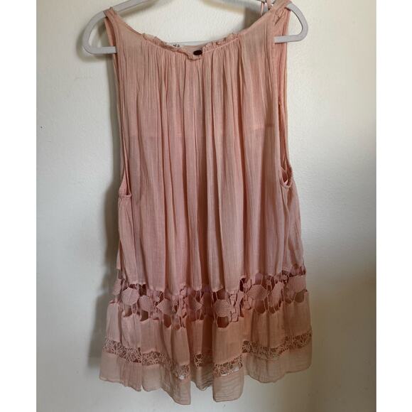 Free People One Costa Brava Mini Dress Cut Out Eyelet Pink Size Small - Picture 2 of 9